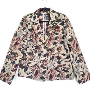 Havana Jack Size‎ 12 Tapestry Jacket Blazer Coat Jaquard Floral Rose Print.D63